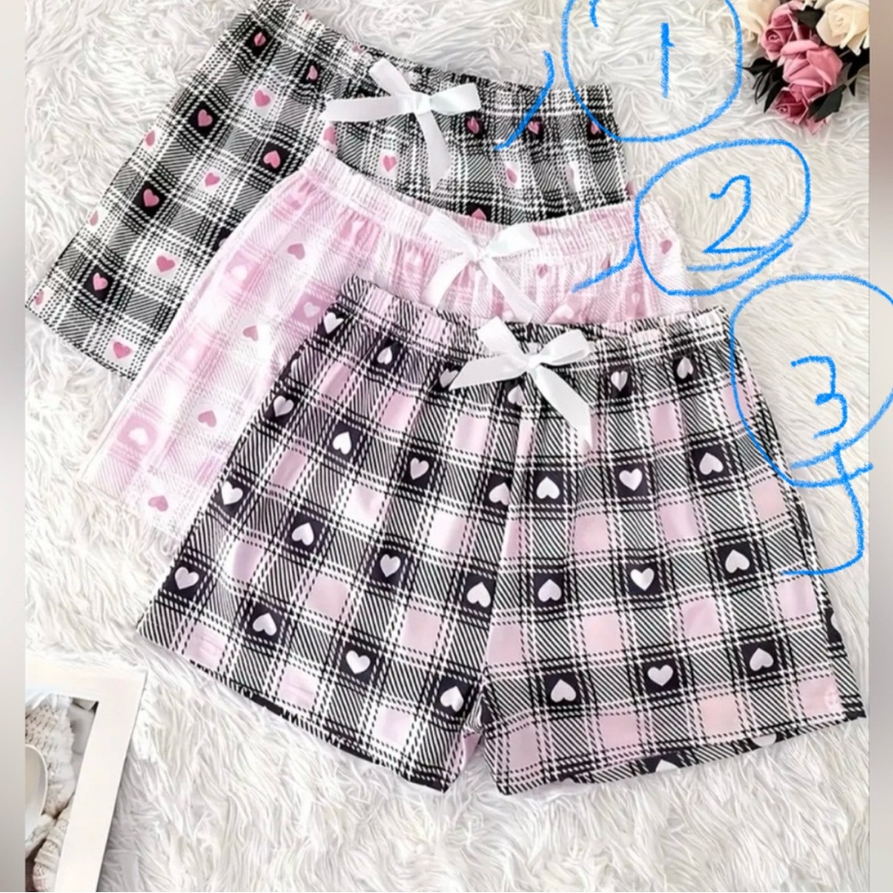 NWT Plaid Heart Print Pajama Shorts XXL